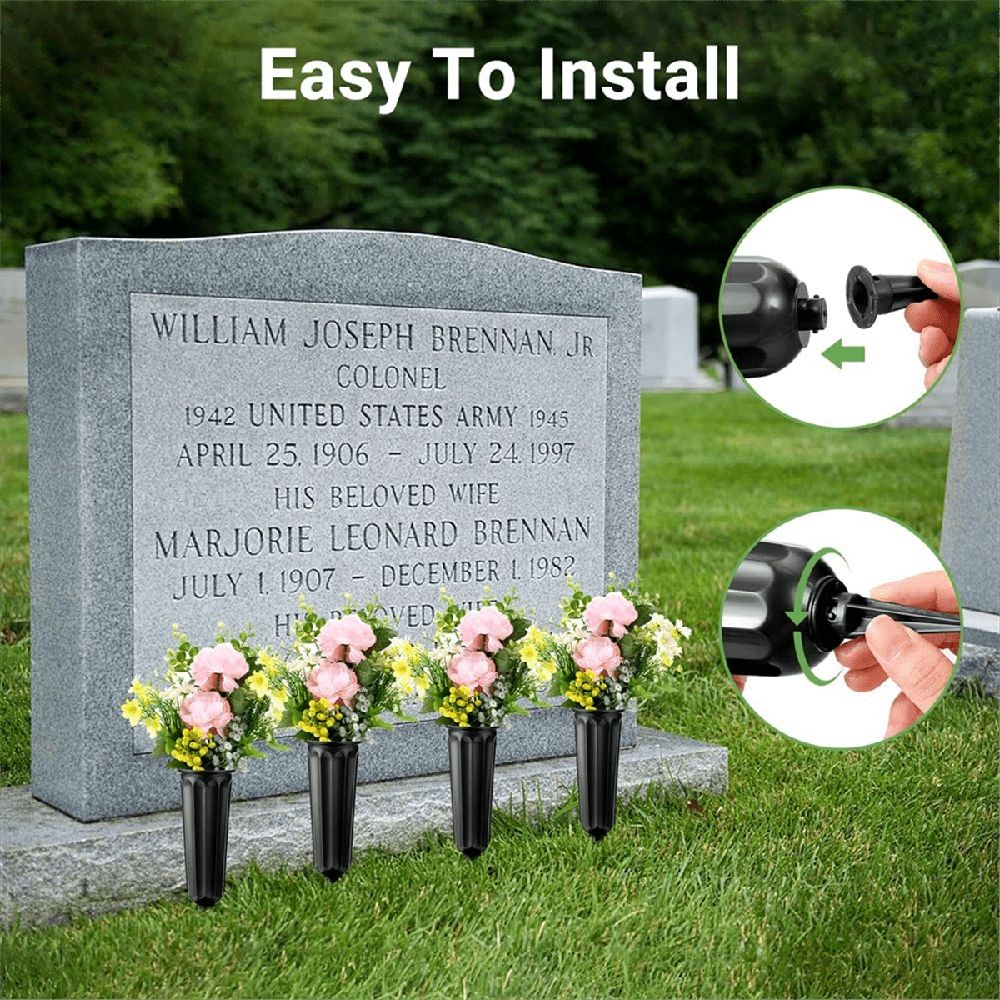 20 Pack Cemetery Vases with Spikes,Plastic Vases for Flowers,Grave Decorations for Cemetery,Memorial Floral Vases