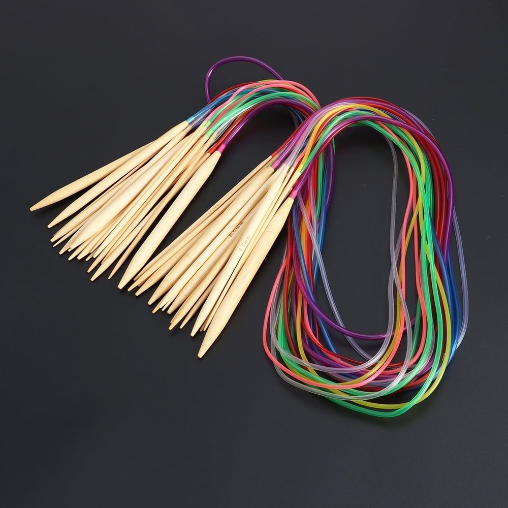 18-Piece Circular Knitting Needles Set, Wood, Lightweight and for Knitting Projects