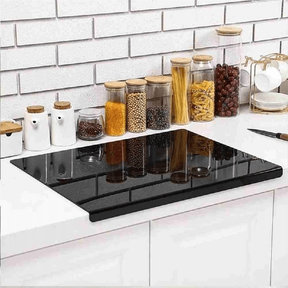 Black Acrylic Cutting Board with Lip, Size 17.7X13.7 Inch, No-Scratches, Kitchen, for Kitchen