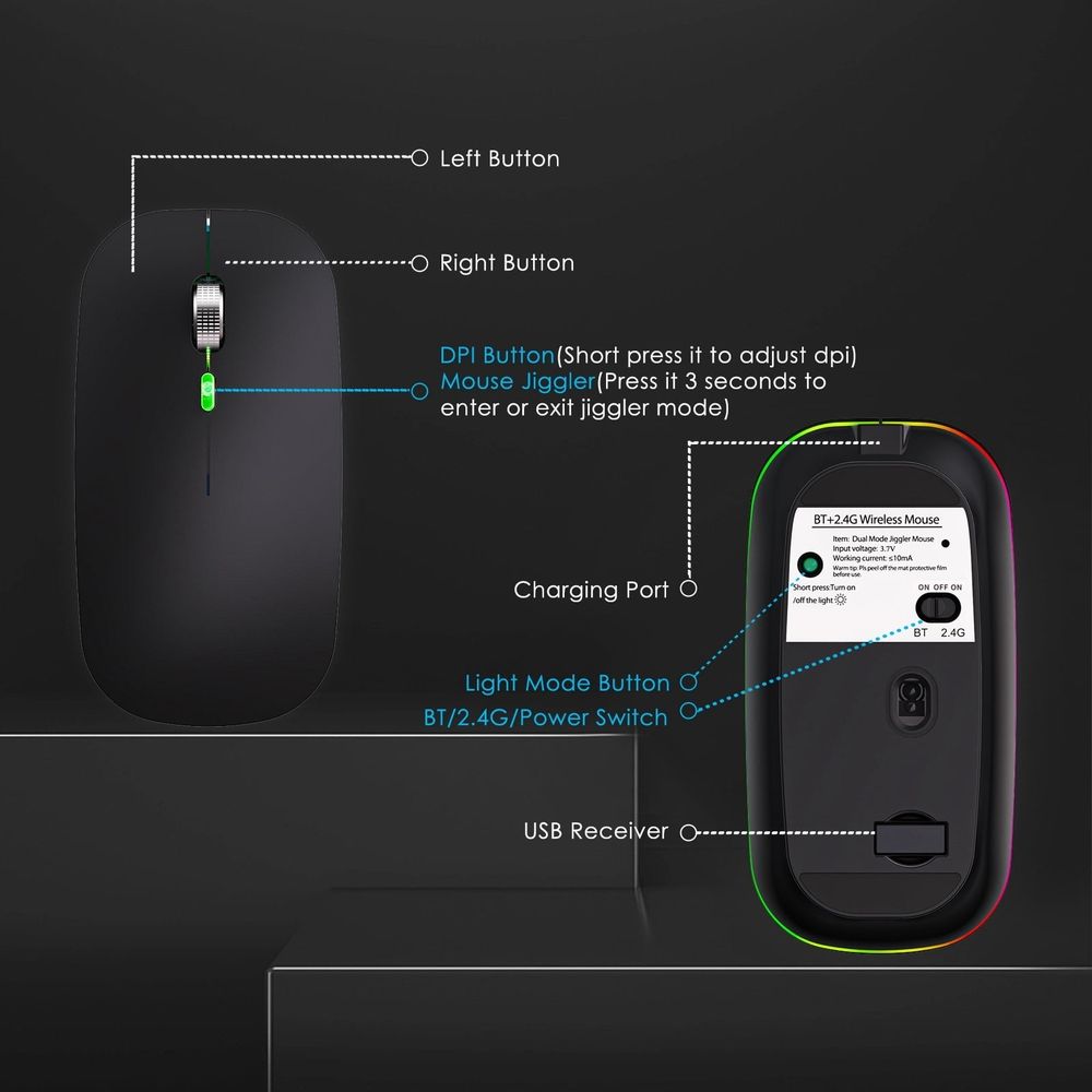 Mouse Jiggler Anti-Hibernate Auto-Move Cursor Virtual Wireless Bluetooth Prevent Computer Lock Screen Mover E