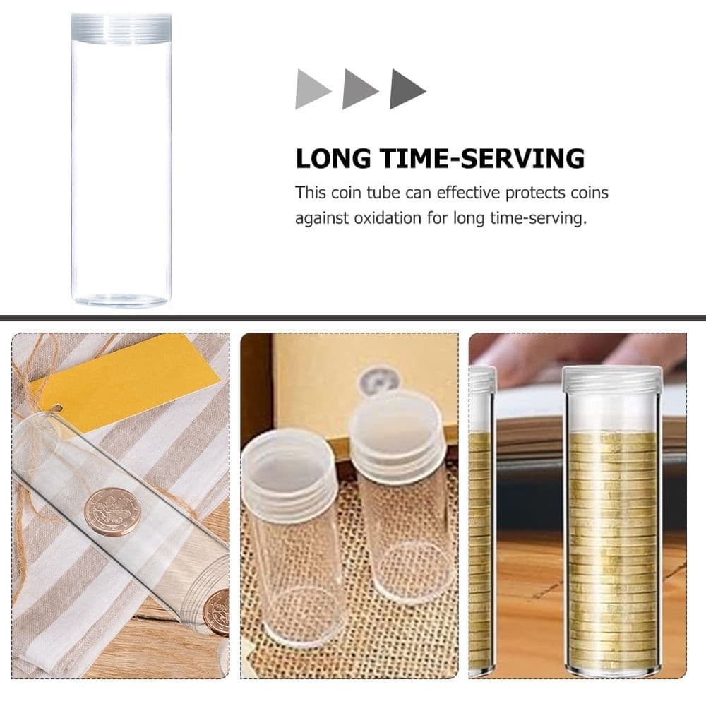 10-Pack Clear Plastic Storage Tubes for Collectibles, Transparent Organizers to Protect and Store Small Items