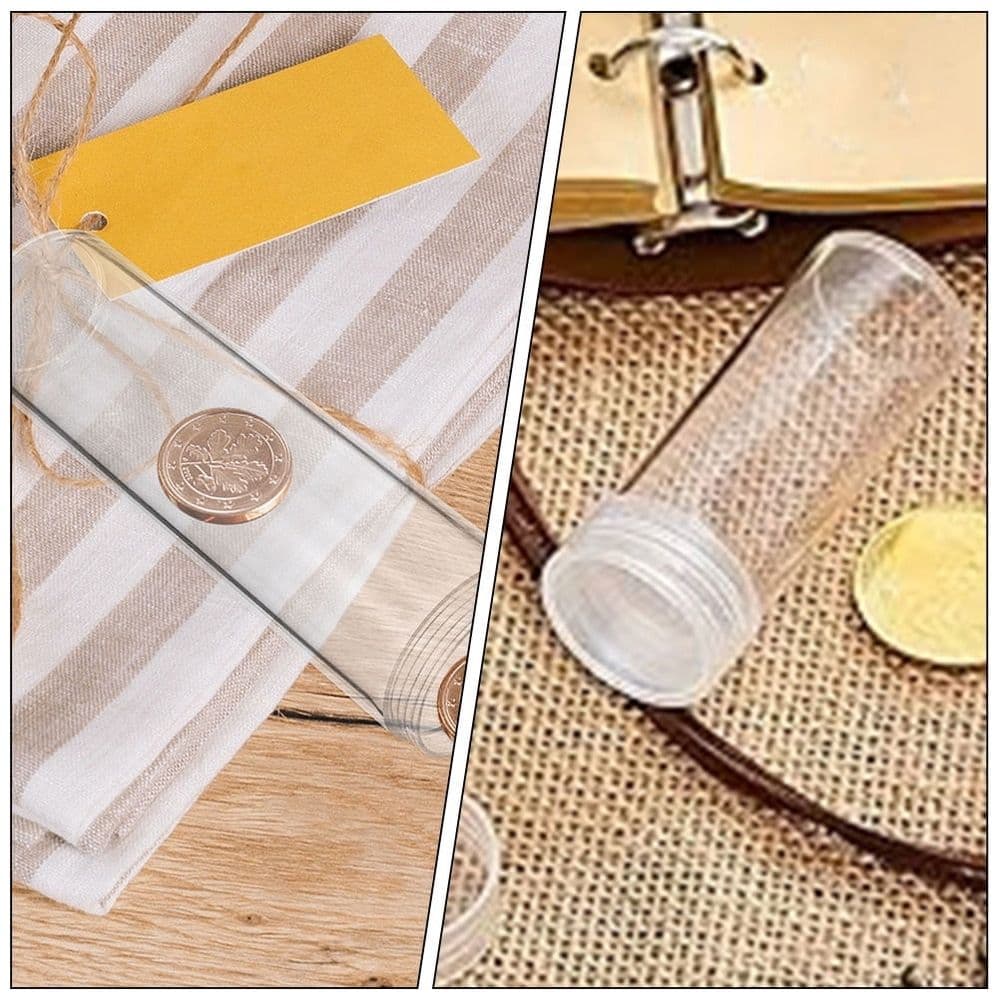 10-Pack Clear Plastic Storage Tubes for Collectibles, Transparent Organizers to Protect and Store Small Items