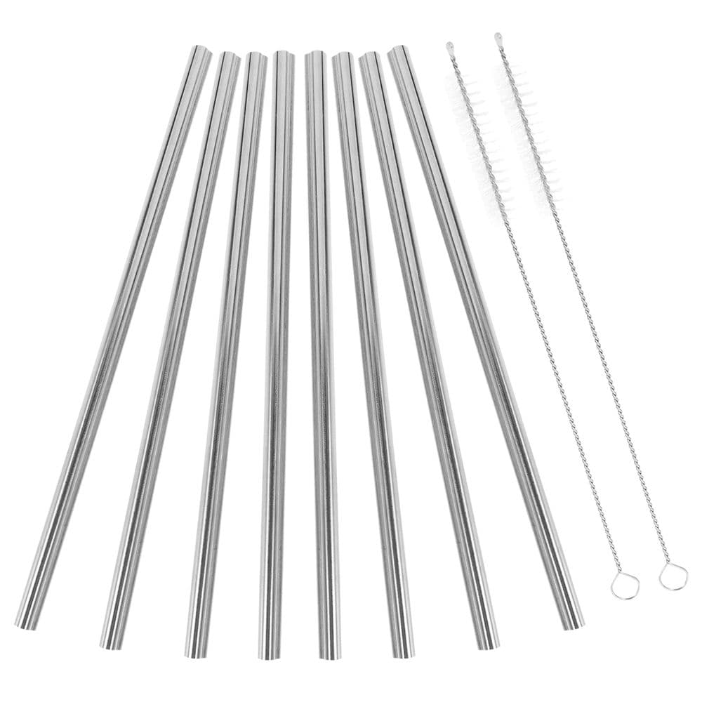 Stainless Steel Reusable Straws Multipurpose Silver 21.50X0.80cm