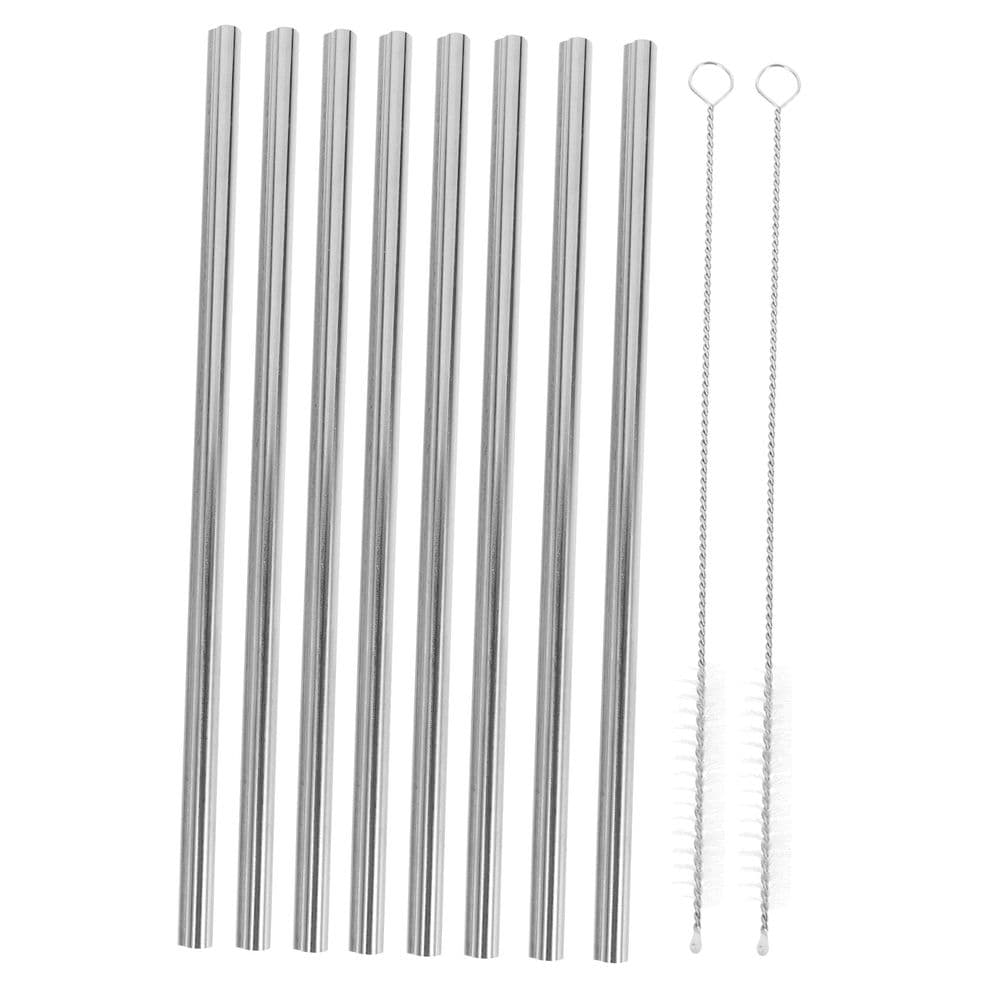 Stainless Steel Reusable Straws Multipurpose Silver 21.50X0.80cm