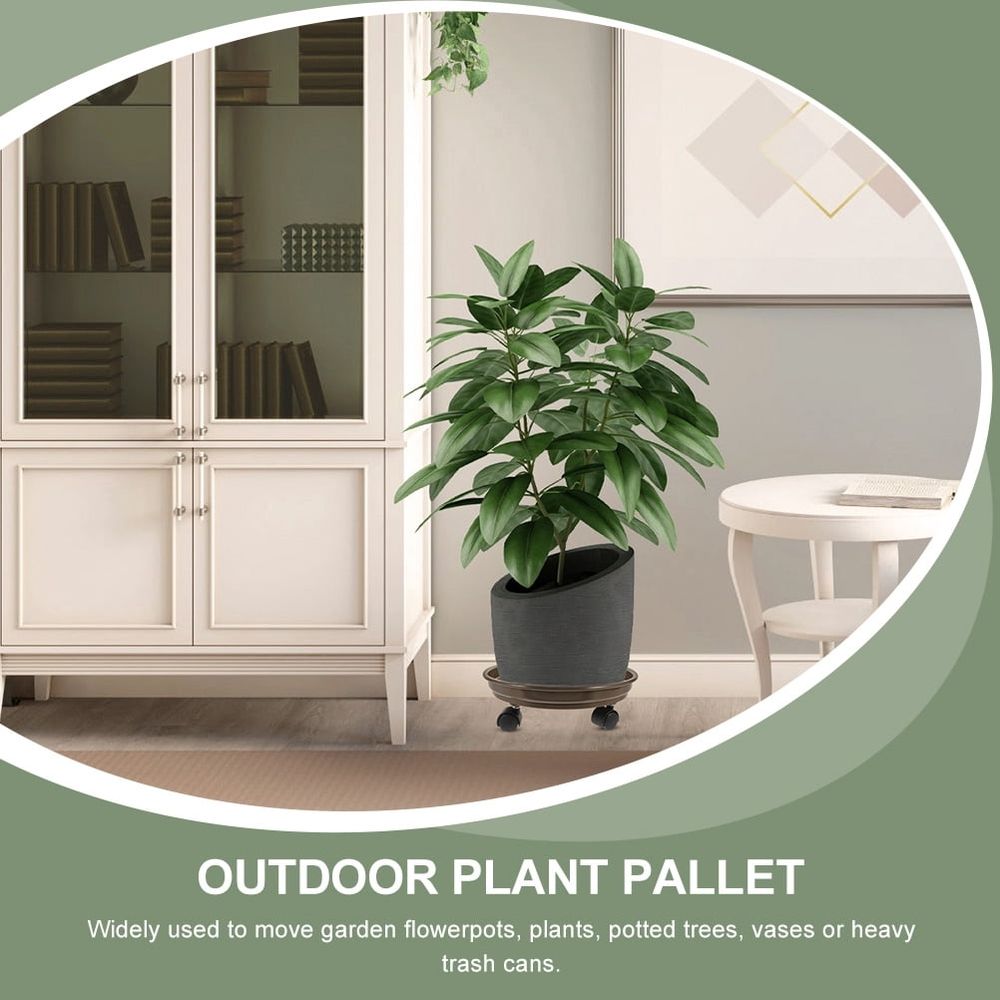 Garden and Patio Rolling Plant Stand Coffee Color with Wheels for Convenient Plant Moving