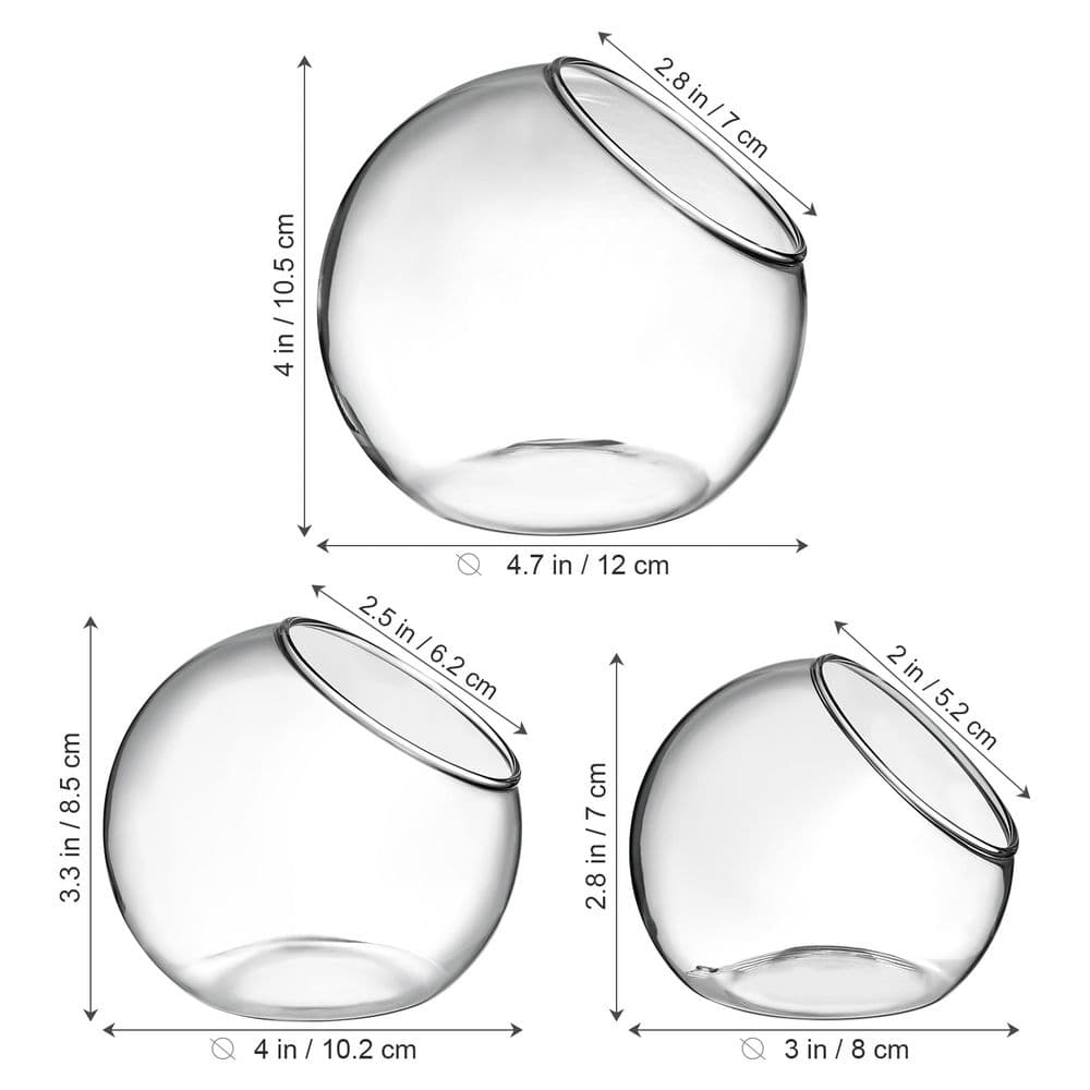 3Pcs Glass Plant Terrarium Containers for Desktop and Garden Use