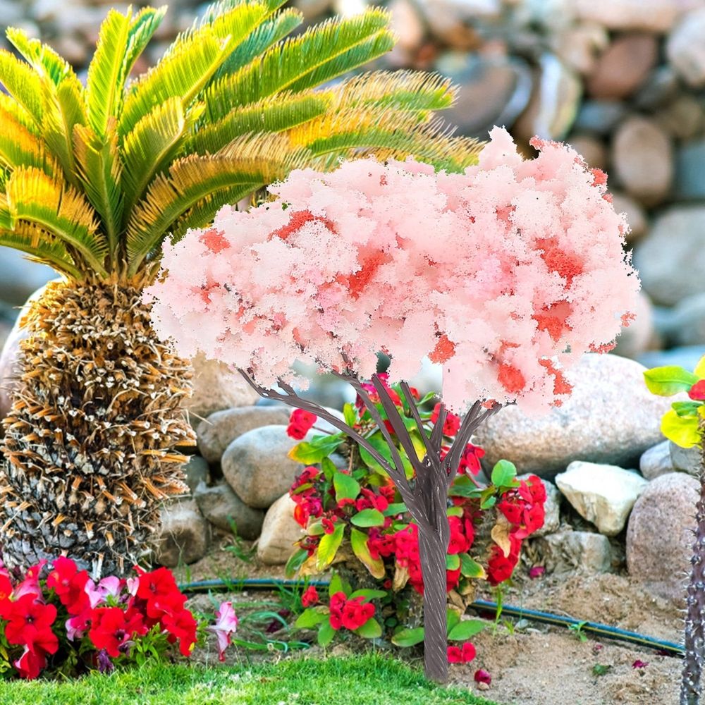 12Pcs Pink Model Cherry Blossom Trees for Architectural Models and Micro Landscape Decor
