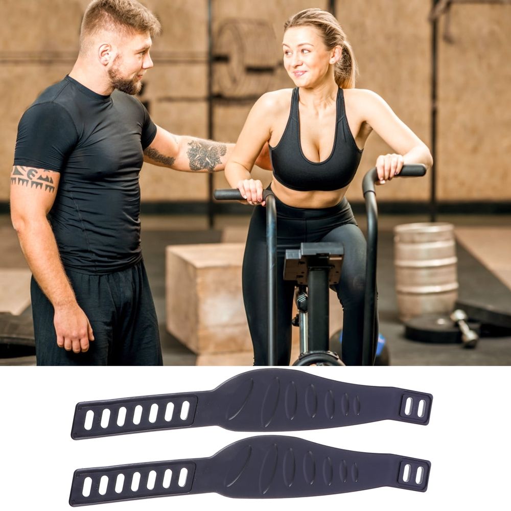 2Pcs Exercise Bike Pedal Straps Black Adjustable Bands for Dynamic Training and Cycling