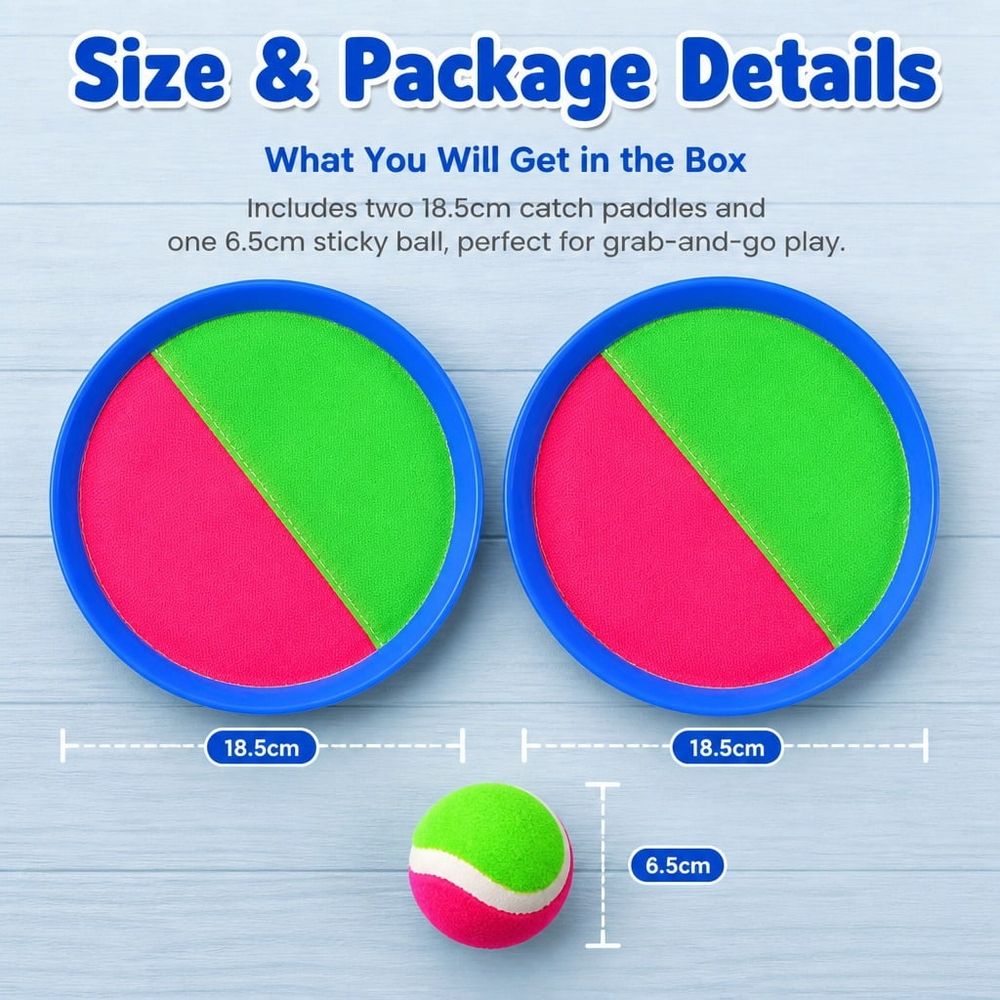 Ball and Catch Game Outdoor Game Toss and Catch Ball Set Backyard Games Beach Games, 2 Paddles, 1 Balls(Blue)