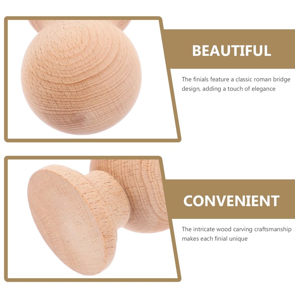 Unfinished Wood Finials for Bed Posts Decorative Round Ball Wooden Finials Solid Wood Ball Finial for Indoor Use