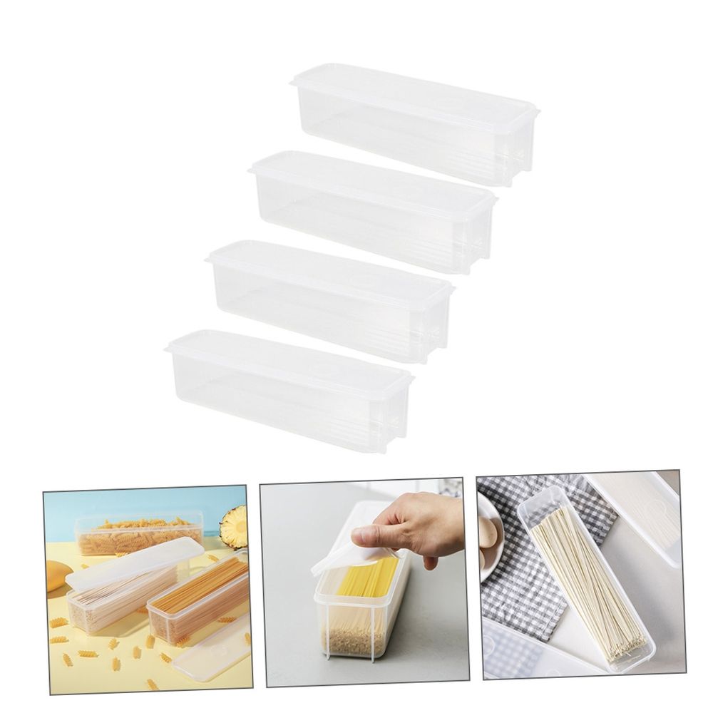 4-Pack Plastic Keeping Storage Boxes, Translucent PP Food Containers for Kitchen and Family Use