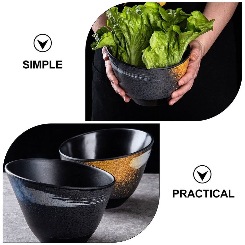 Simple Design Salad Serving Bowls Vegetable Bowl Black Food Storage 1Pcs