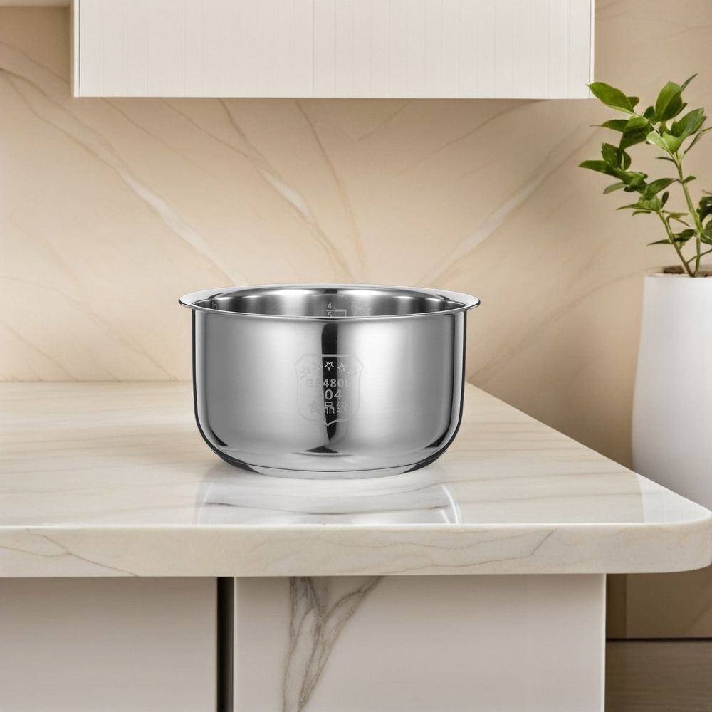 Silver Stainless Steel Rice Cooker Replacement Inner Pot Compatible with Multiple Brands