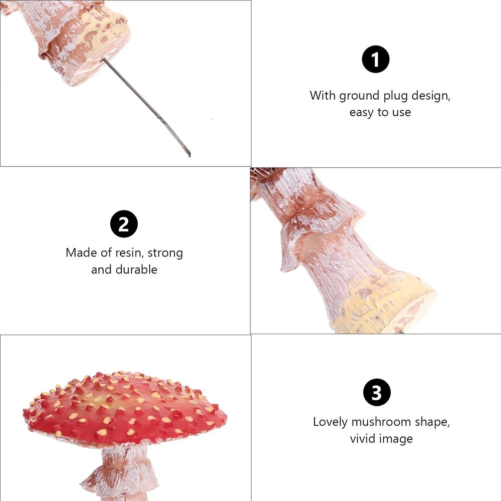 3Pcs Simulation Resin Mushroom Decor for Garden and Fairy Scene with Assorted Colors