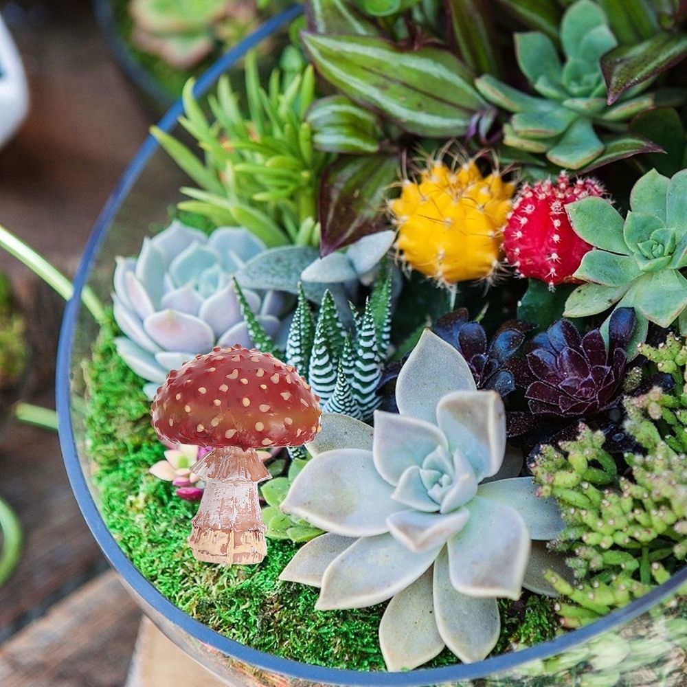 3Pcs Simulation Resin Mushroom Decor for Garden and Fairy Scene with Assorted Colors