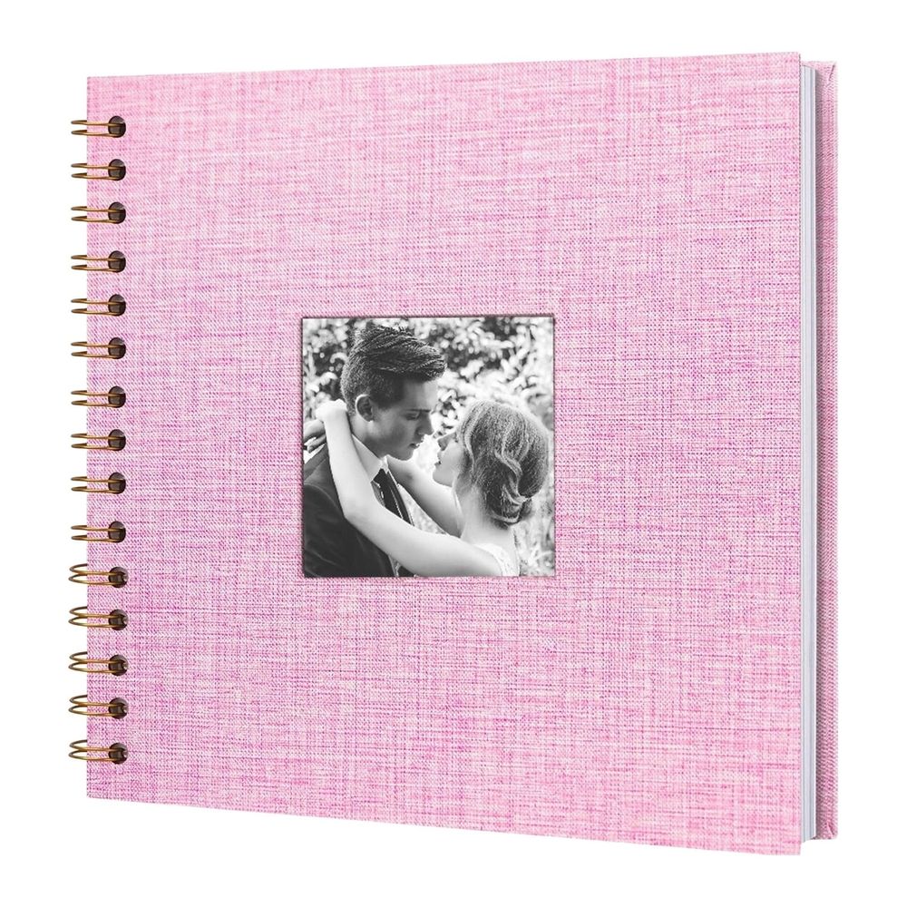 Photo Album, 8x8 Inch Linen Cover Scrapbook, Cute Scrapbook, Scrap Book Album, Hardcover Blank Memory Book with Front Display Window, DIY Scrapbook for Travel Photos, Wedding, Purple