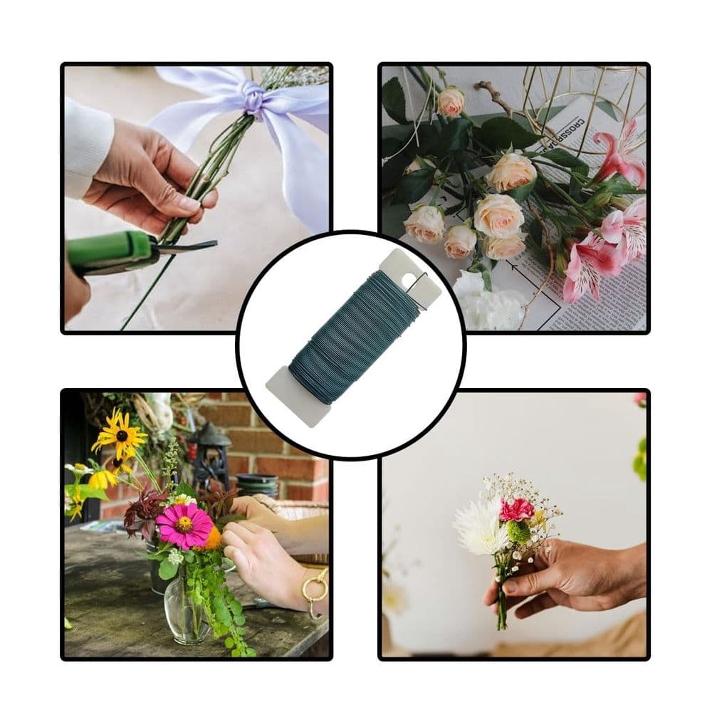 Florist Wire 22 Gauge Flexible Paddle Wire 76 Yards Green for Wreaths Flower Arrangements Crafts and Garland