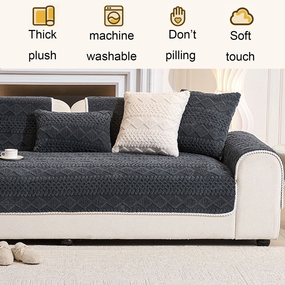 Washable Non-Slip Plush Sofa Cover for 3-Seater Couches | Thick & Soft Pet-Friendly Furniture Protector | 120x70cm (1 Piece)