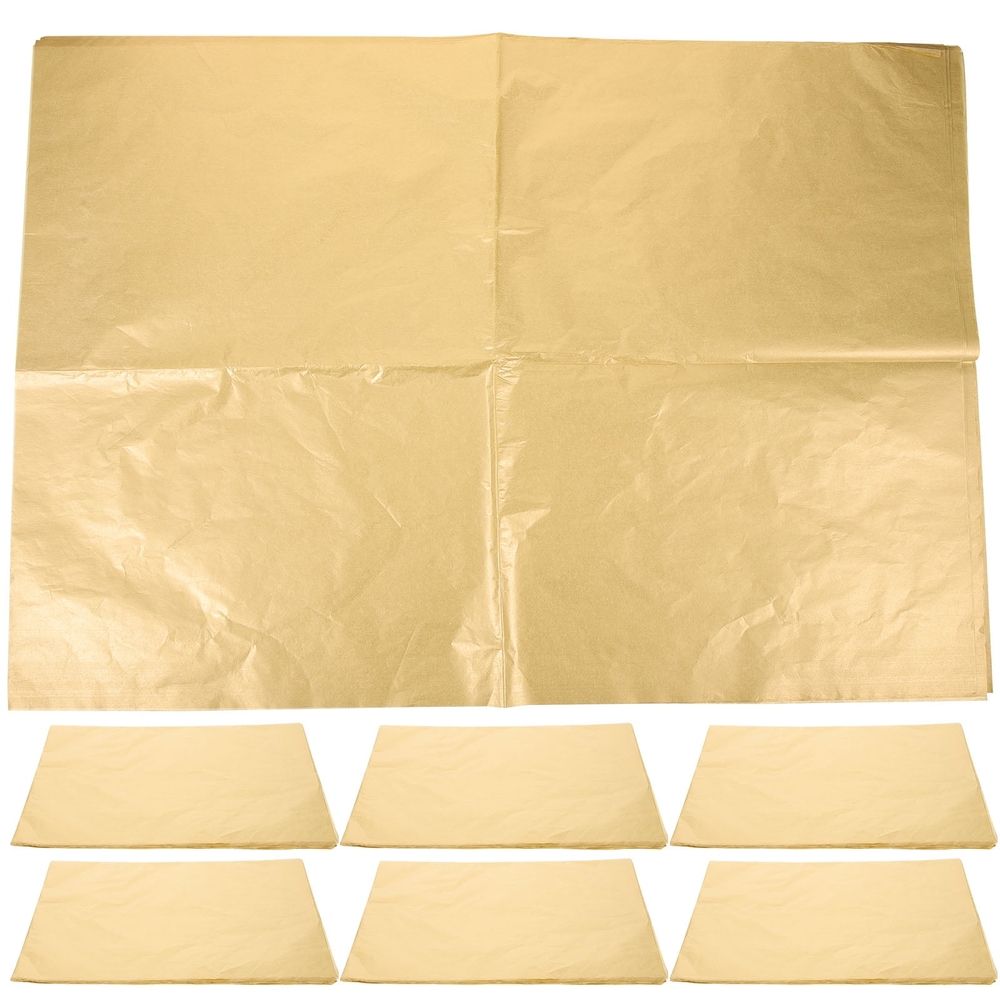 20 Sheets Tissue Wrapping Paper Plated Gold Color Floral Bouquet and Packaging Paper