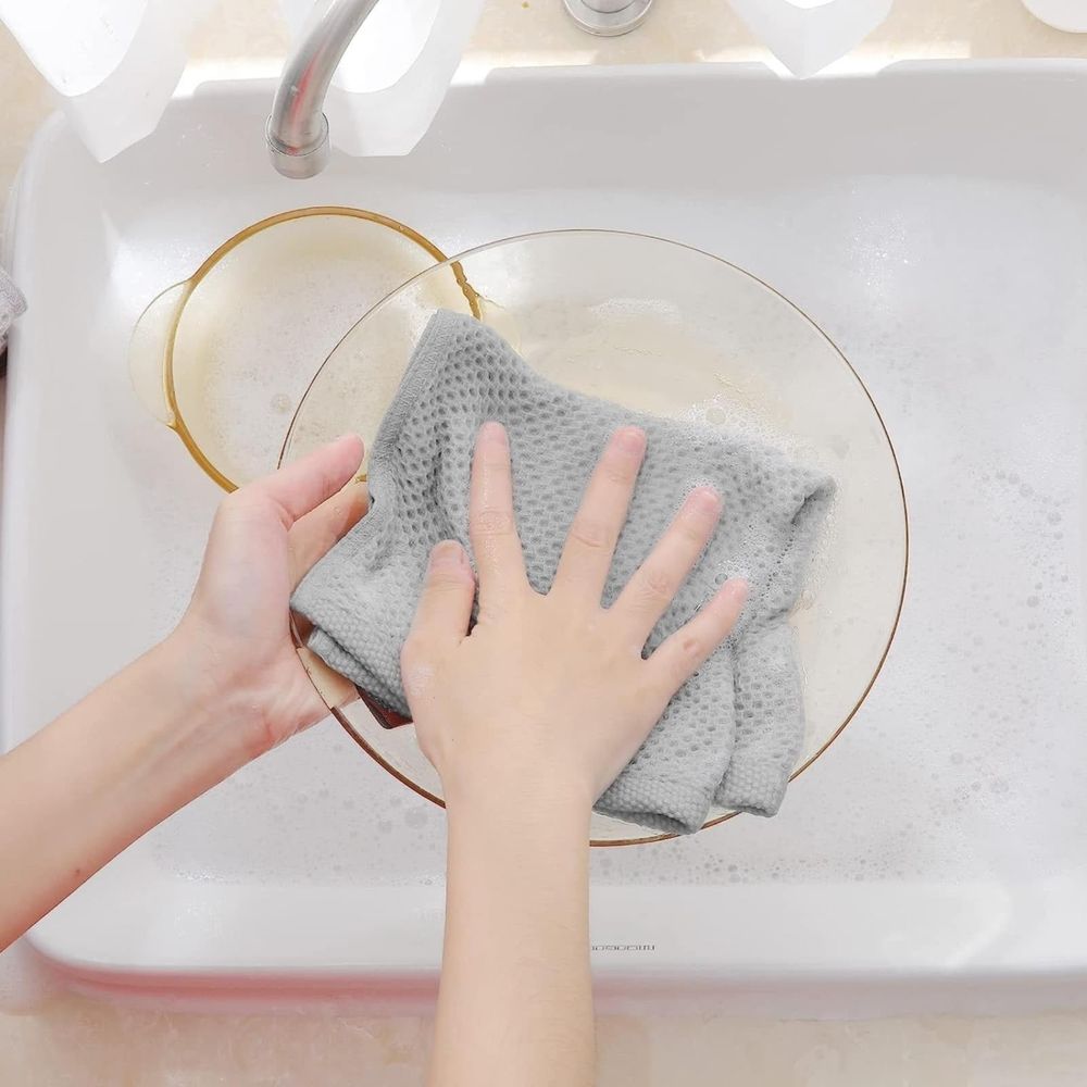 Kitchen Dishcloth Set 100% Cotton Waffle Weave Kitchen Dish Cloths,Ultra Soft Absorbent Quick Drying Dish Towels,13.4 X 13.4 Inches,4-Pack Dark Green