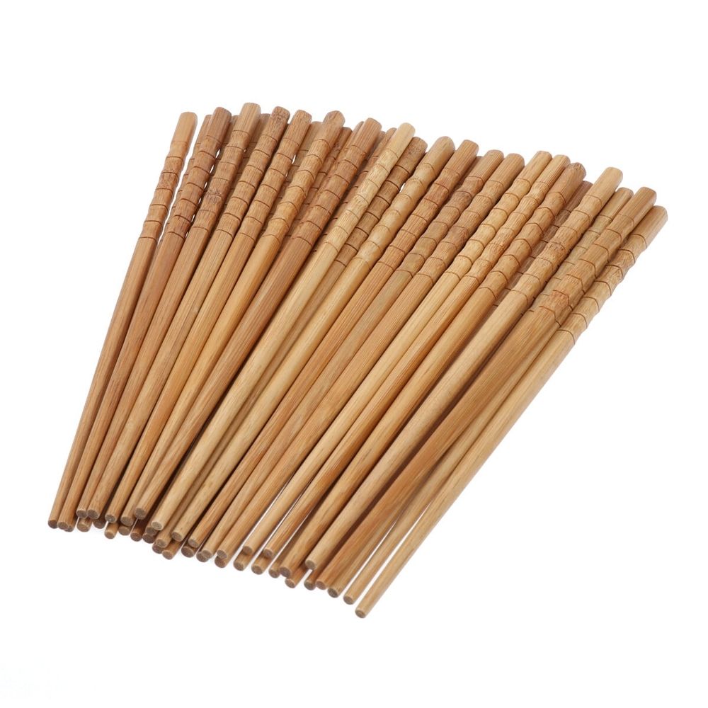 Bamboo Chopsticks Carbonized Design 20 Pairs 9.4x0.4x0.4in