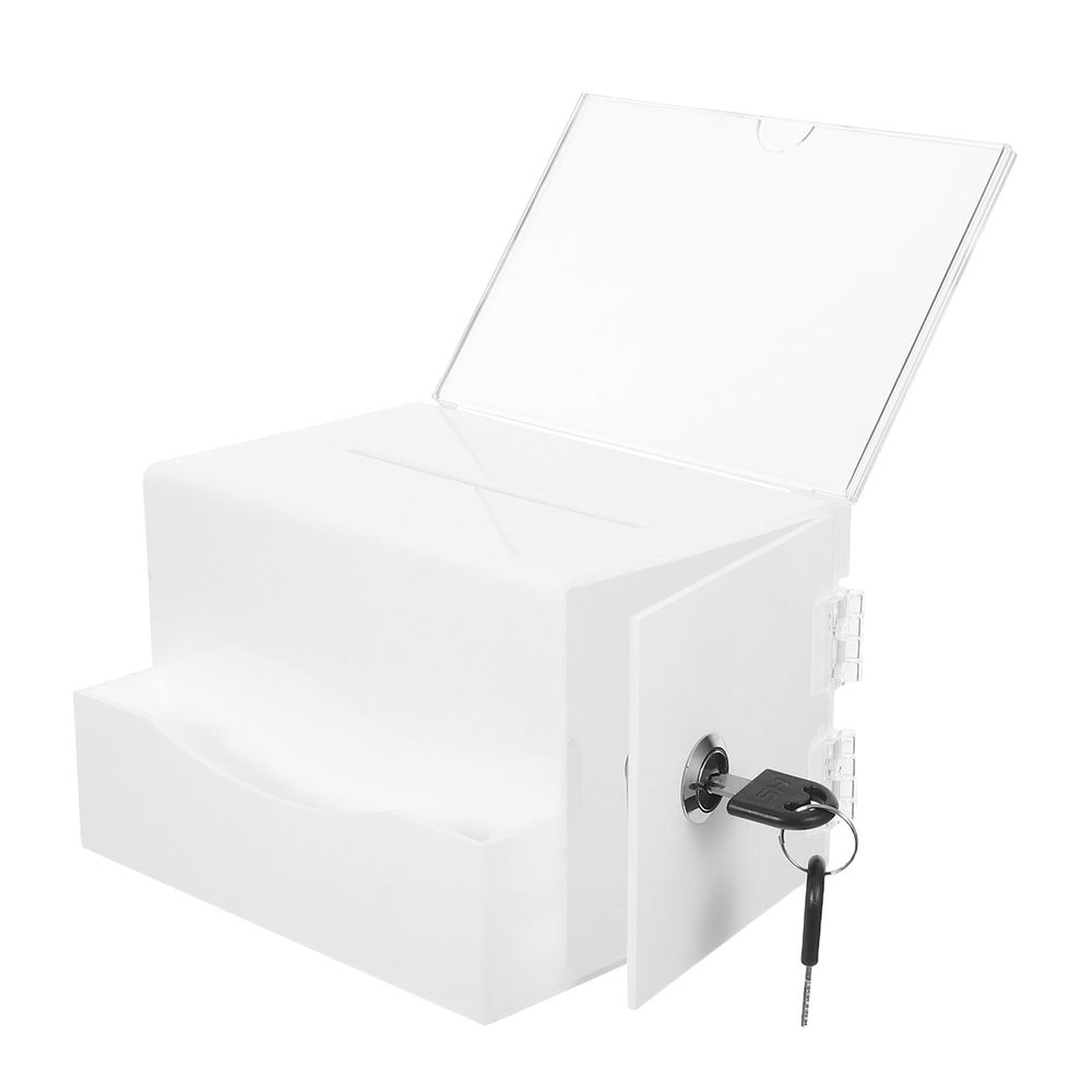 Acrylic Feedback Box with Lock for Election Use, Secure Transparent Ballot Box, 1 Set