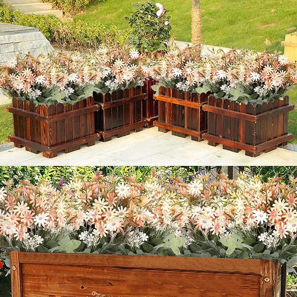 6PCS Artificial Wildflowers Spring Flowers Outdoor Fake Daisy Bouquet Bundle Anti UV Flower Decoration Silk Colorful Wildflowers Artificial Plants Bulk Decoration Home Decoration
