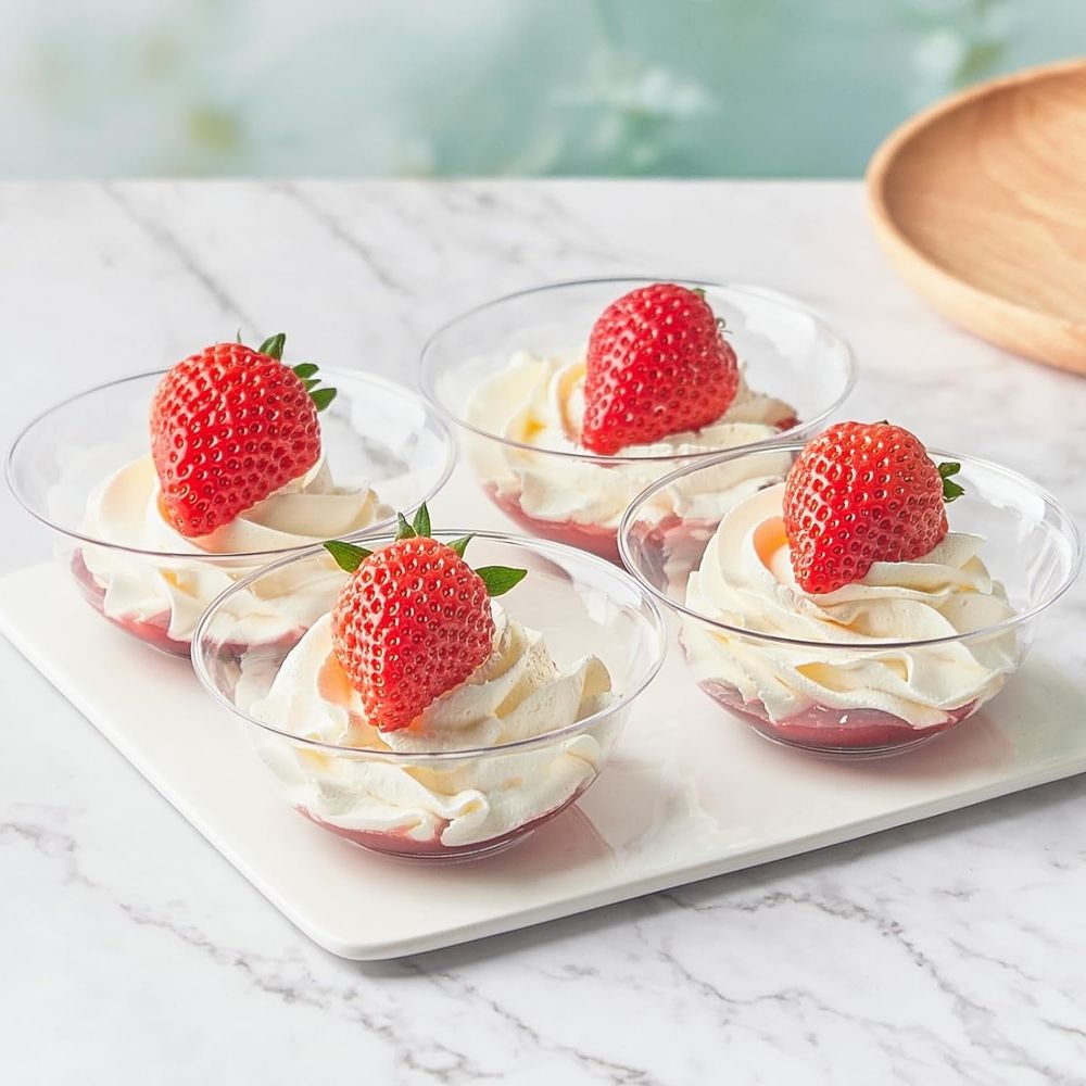 6 oz Mini Clear Plastic Bowls, 80 Pack Disposable Hard Plastic Salad Bowls Party Serving Bowls for Ice Creams, Fruit, Desserts, Parfaits, Snacks