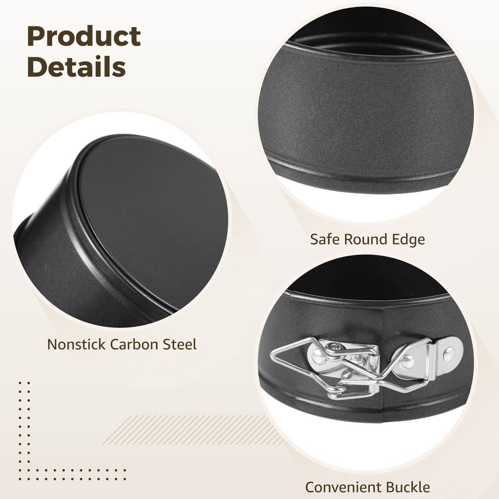 Small Cheesecake Pans, 8 Pcs Mini Springform Pans Set, 4 Inch Round and Heart Shaped Cake Molds, Non-Stick Carbon Steel, Removable Bottom