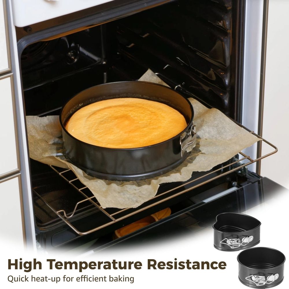 Small Cheesecake Pans, 8 Pcs Mini Springform Pans Set, 4 Inch Round and Heart Shaped Cake Molds, Non-Stick Carbon Steel, Removable Bottom