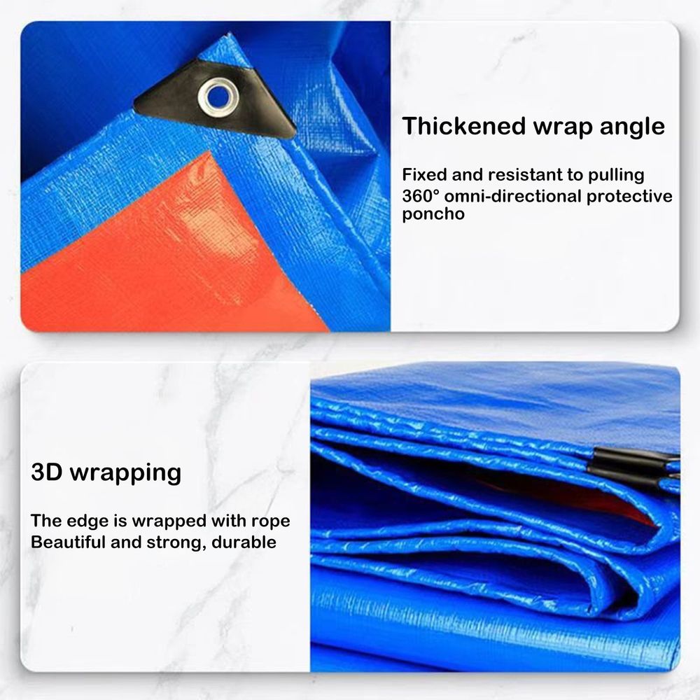 Waterproof Tarpaulin Sun Protection, Heavy-Duty PE Plastic Oilcloth, Reinforced Corners, UV Blocking, Waterproof, Rainproof, Durable for Outdoor Patio, Garden, Pool, and Truck Cover