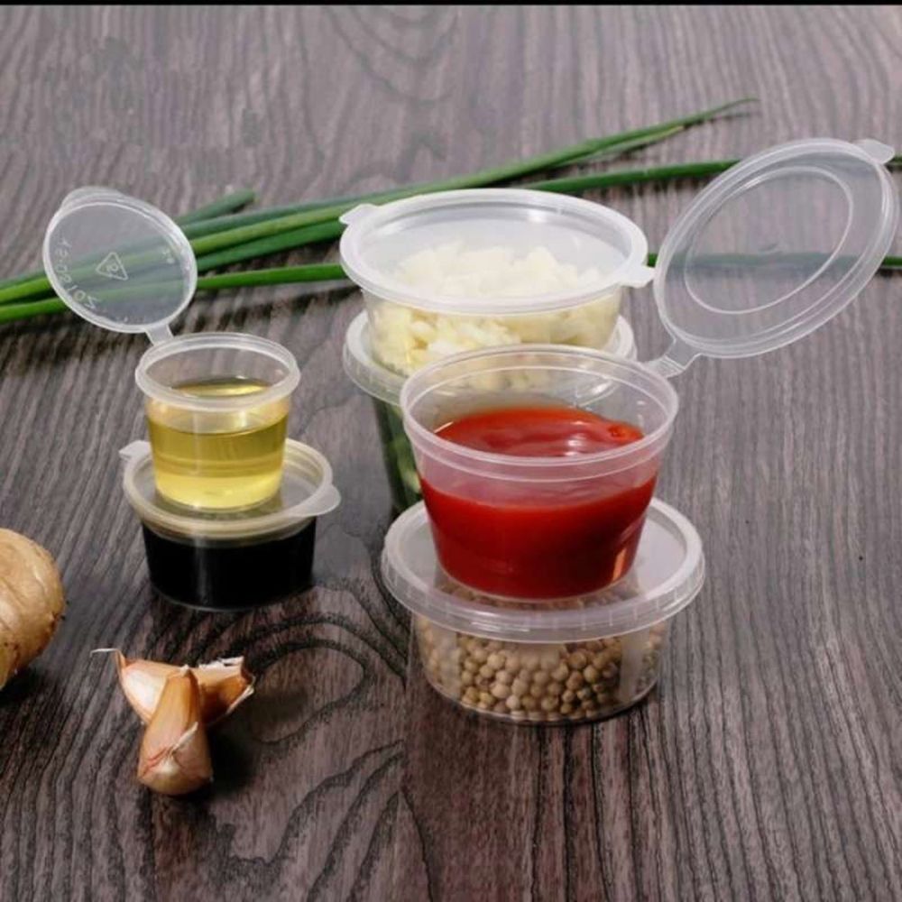 Disposable One-Piece Sauce Cup,Diposable Plastic Portion Cups With Lids,50 Pcs 4 Oz Clear Disposable Plastic Portion Cups With Lids – Leak-Resistant For Meal Prep,Sauces,Jello Shots,Crafts & More
