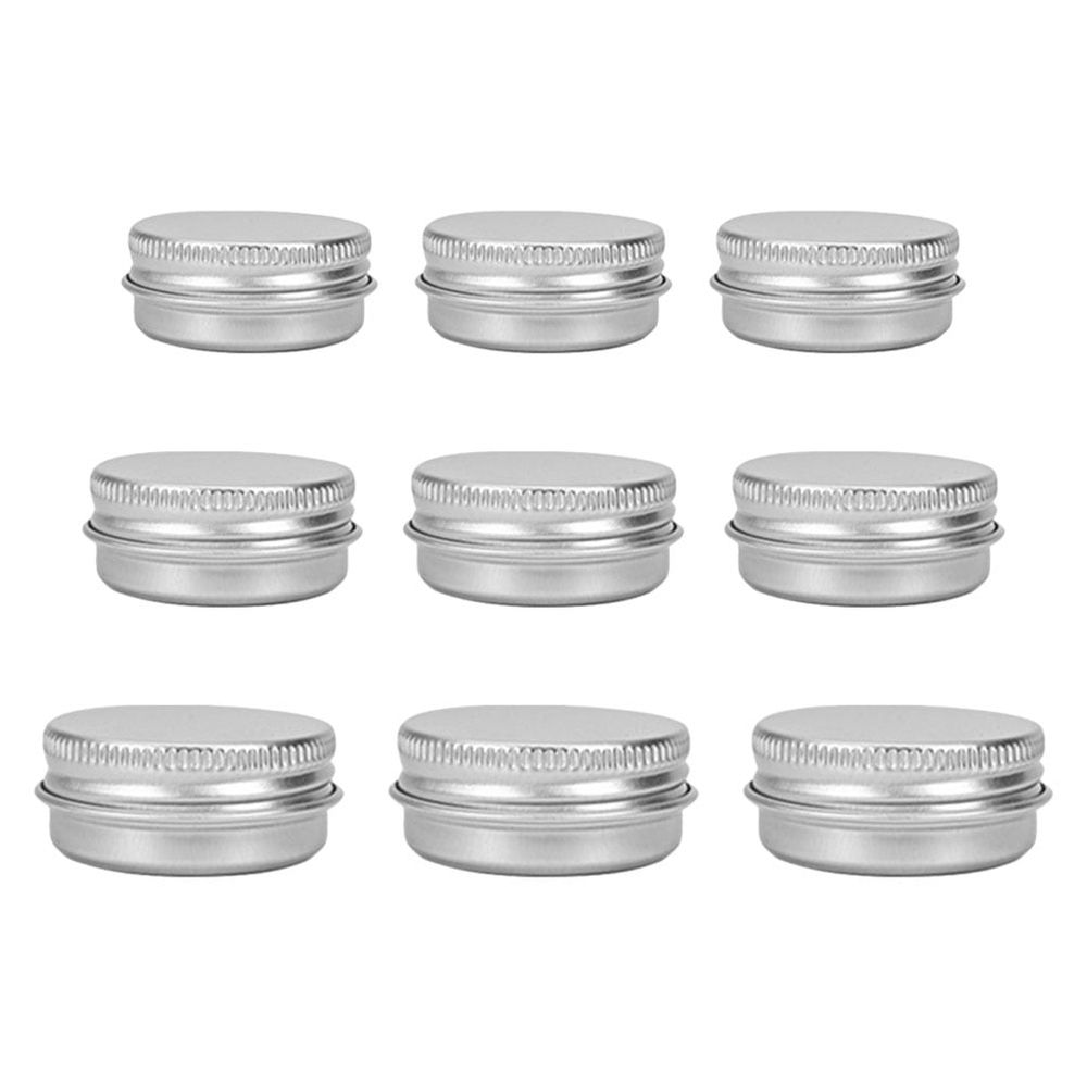 Metal Round Tins 9Pcs Round Shaped Aluminum Jars Empty Makeup Cream Tin Containers Pot Cans,1.5"X1.5"X0.75