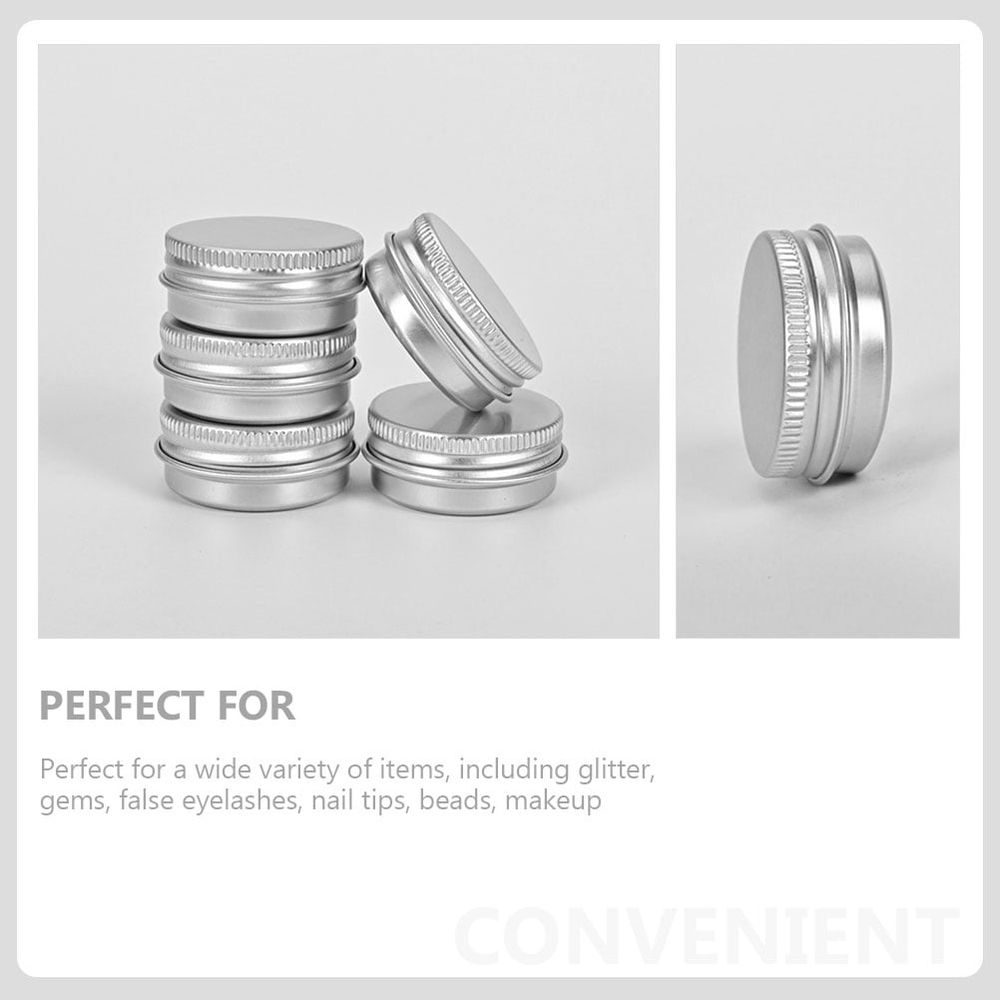 Metal Round Tins 9Pcs Round Shaped Aluminum Jars Empty Makeup Cream Tin Containers Pot Cans,1.5"X1.5"X0.75