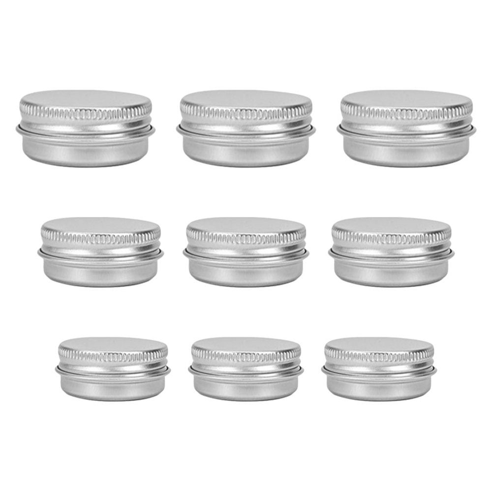 Metal Round Tins 9Pcs Round Shaped Aluminum Jars Empty Makeup Cream Tin Containers Pot Cans,1.5"X1.5"X0.75
