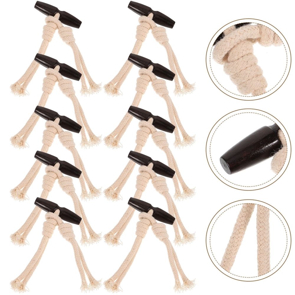 Cotton Rope and Resin Wooden Buttons, Beige, Multifunctional for Coats and , 10Pairs
