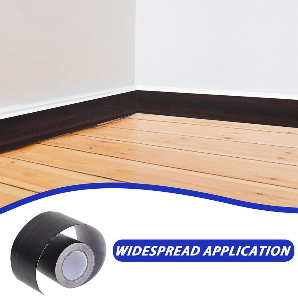 1 Roll Flexible Baseboard Molding Black Wood Grain for Bedroom Balcony Entrance Hallway Corridor