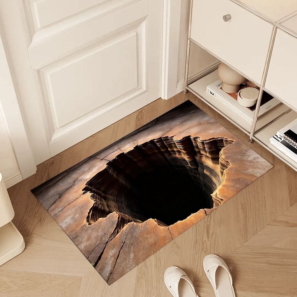 Area Rugs,Optical Rug 3D Rugs Optical Rug That Looks Like A Hole Non Doormat For Entrance Entryway Kitchen Bathroom