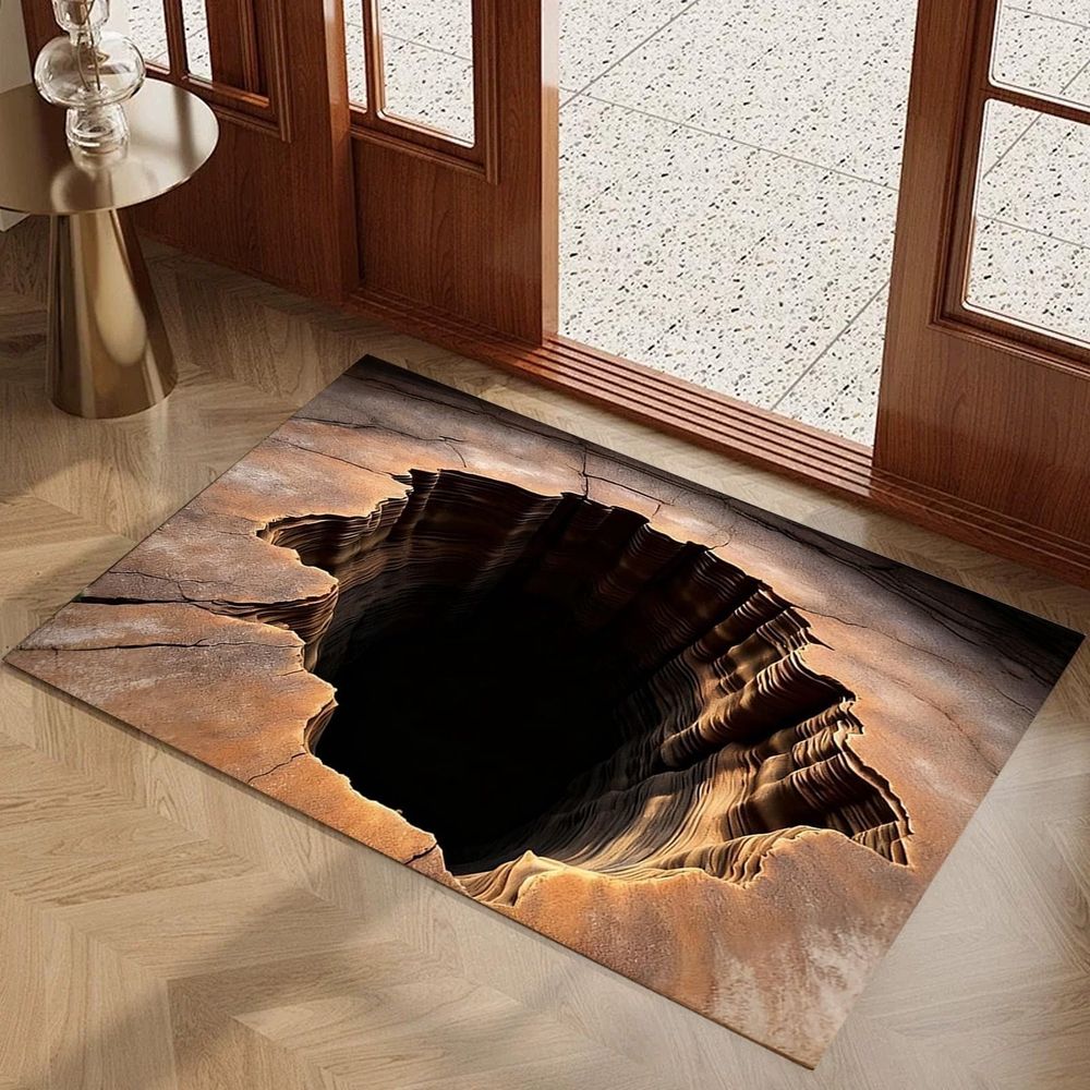 Area Rugs,Optical Rug 3D Rugs Optical Rug That Looks Like A Hole Non Doormat For Entrance Entryway Kitchen Bathroom