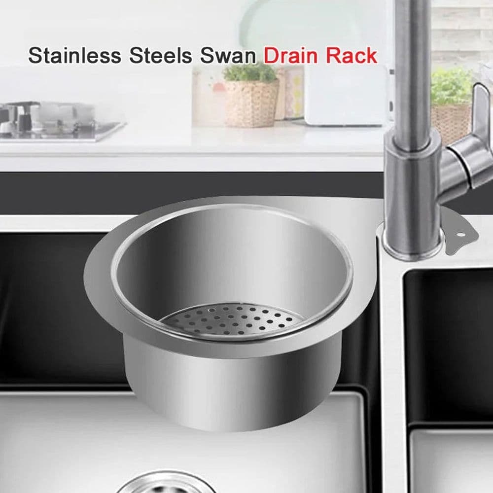 Large Stainless Steel Swan-Shaped Sink Strainer Basket, Corner Drainage Design for Kitchens, Multi-Function for Washing Fruits and Vegetables, Durable Rustproof, 1pc