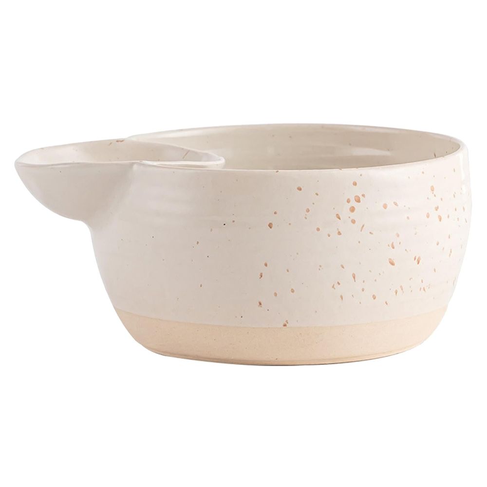 Beige Japanese-Style Divided Ceramic Bowl with Vinegar Dish, Creative Dumpling & Wonton Serving Bowl (1pc)
