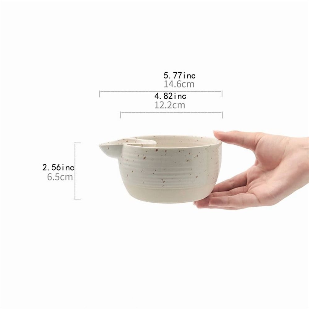 Beige Japanese-Style Divided Ceramic Bowl with Vinegar Dish, Creative Dumpling & Wonton Serving Bowl (1pc)