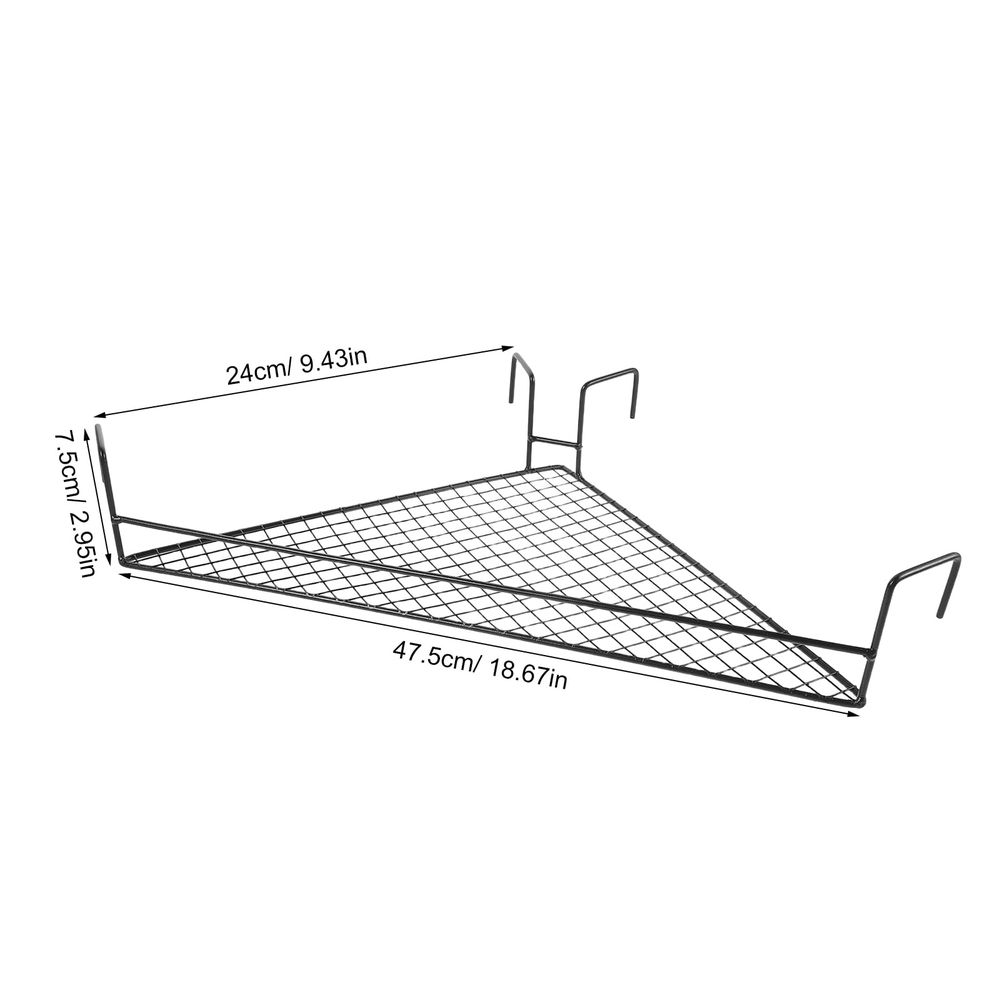Black Metal Wire Balcony Hanging Plant Stand Corner Shelf for Storage and Decorative Display