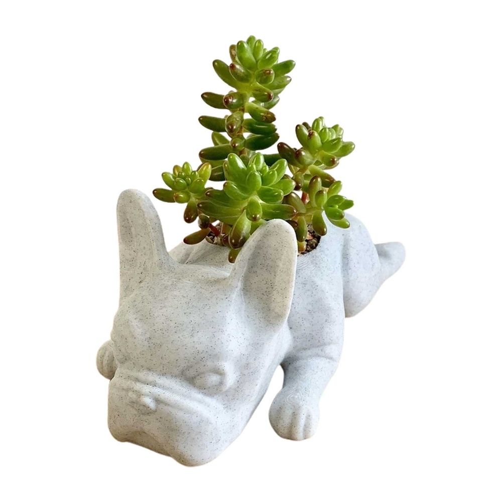 Flower Pots Resin Dogs Succulent Planter Puppy Plants Planter French Bulldogss Shape Cute Bonsai Flower Pots For Home Garden Office Desktop Decor White