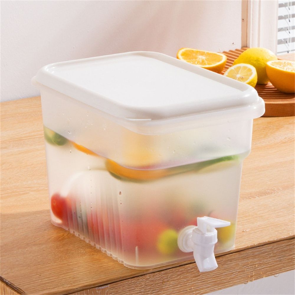 2Pcs Plastic Water Dispensers Fridge Liquid Dispenser Drink Dispenser With Tap Iced Beverage Dispensers For Milk Ice Tea Cocktail Juice Lemonade