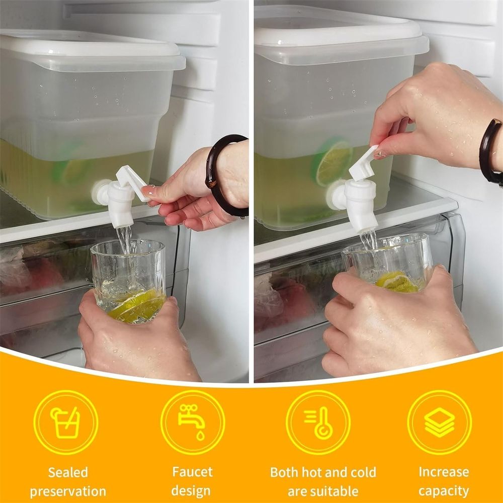 2Pcs Plastic Water Dispensers Fridge Liquid Dispenser Drink Dispenser With Tap Iced Beverage Dispensers For Milk Ice Tea Cocktail Juice Lemonade