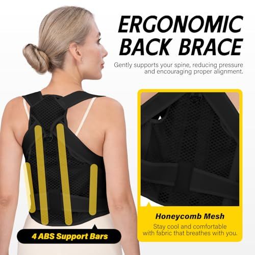Posture Corrector for Daily Use, Aligns Spine, Relieves Tension in Neck & Back, S (black)
