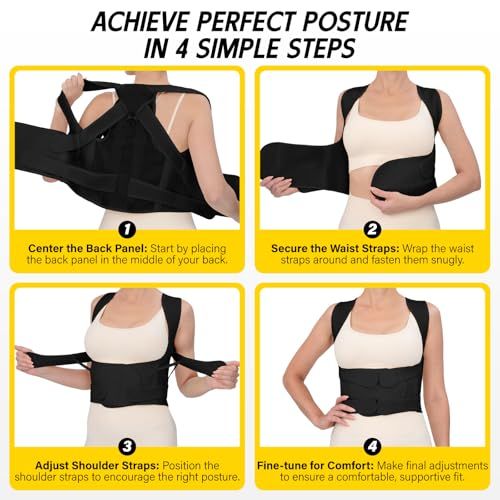 Posture Corrector for Daily Use, Aligns Spine, Relieves Tension in Neck & Back, S (black)