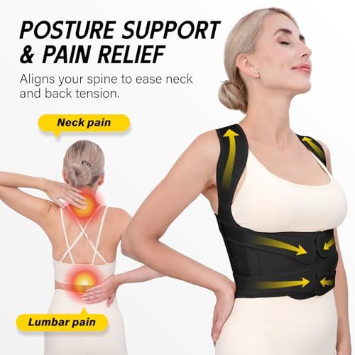 Posture Corrector for Daily Use, Aligns Spine, Relieves Tension in Neck & Back, L (black)