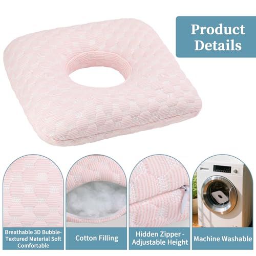 Side Sleeping Pillow with Ear Hole for All-Night Comfort & Pain-Free Sleep (Light Pink)
